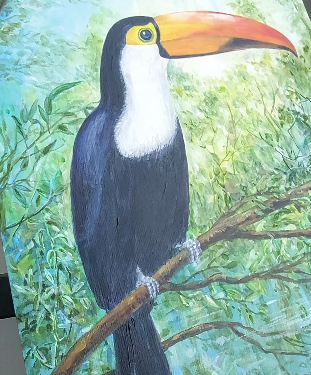 Colorful toucan workshop artwork